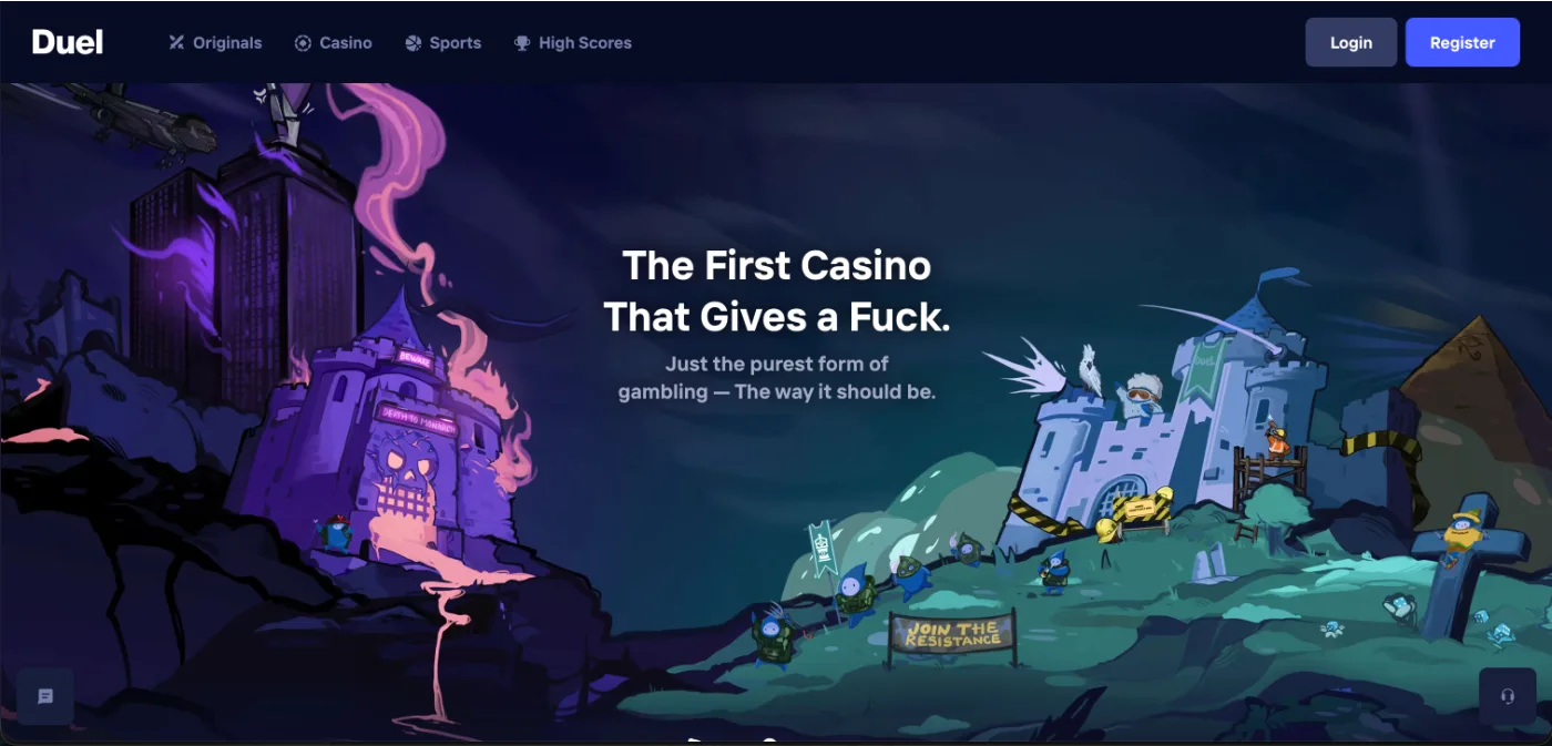 Duel Casino home page